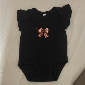 Charming Black Bodysuit with Plaid Bow